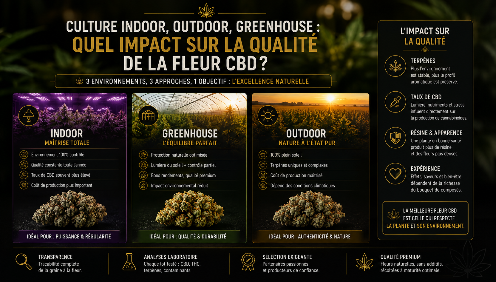 culture indoor, outdoor et greenhouse, ce qu'il faut savoir