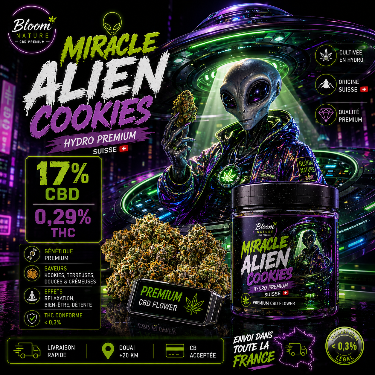 personnage CBD miracle Alien cookies