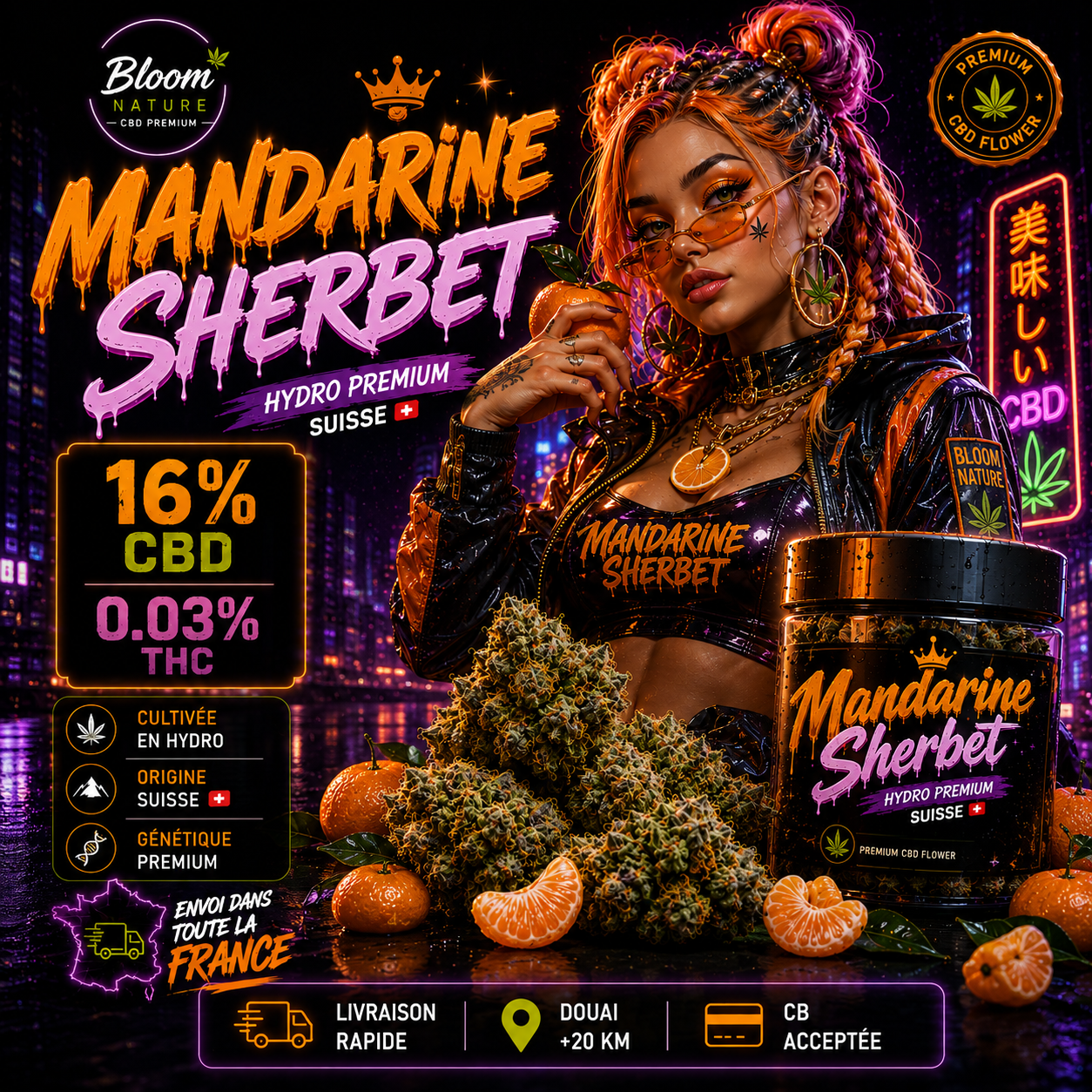personnage Mandarine Sherbet CBD